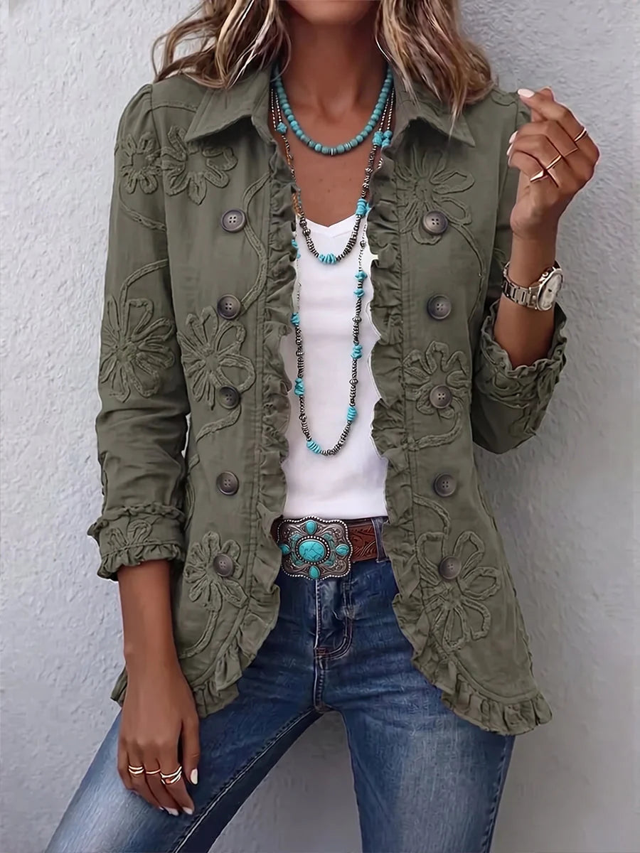 KAMBERLY | BOHO FLORAL RUFFLE-TRIM JACKET