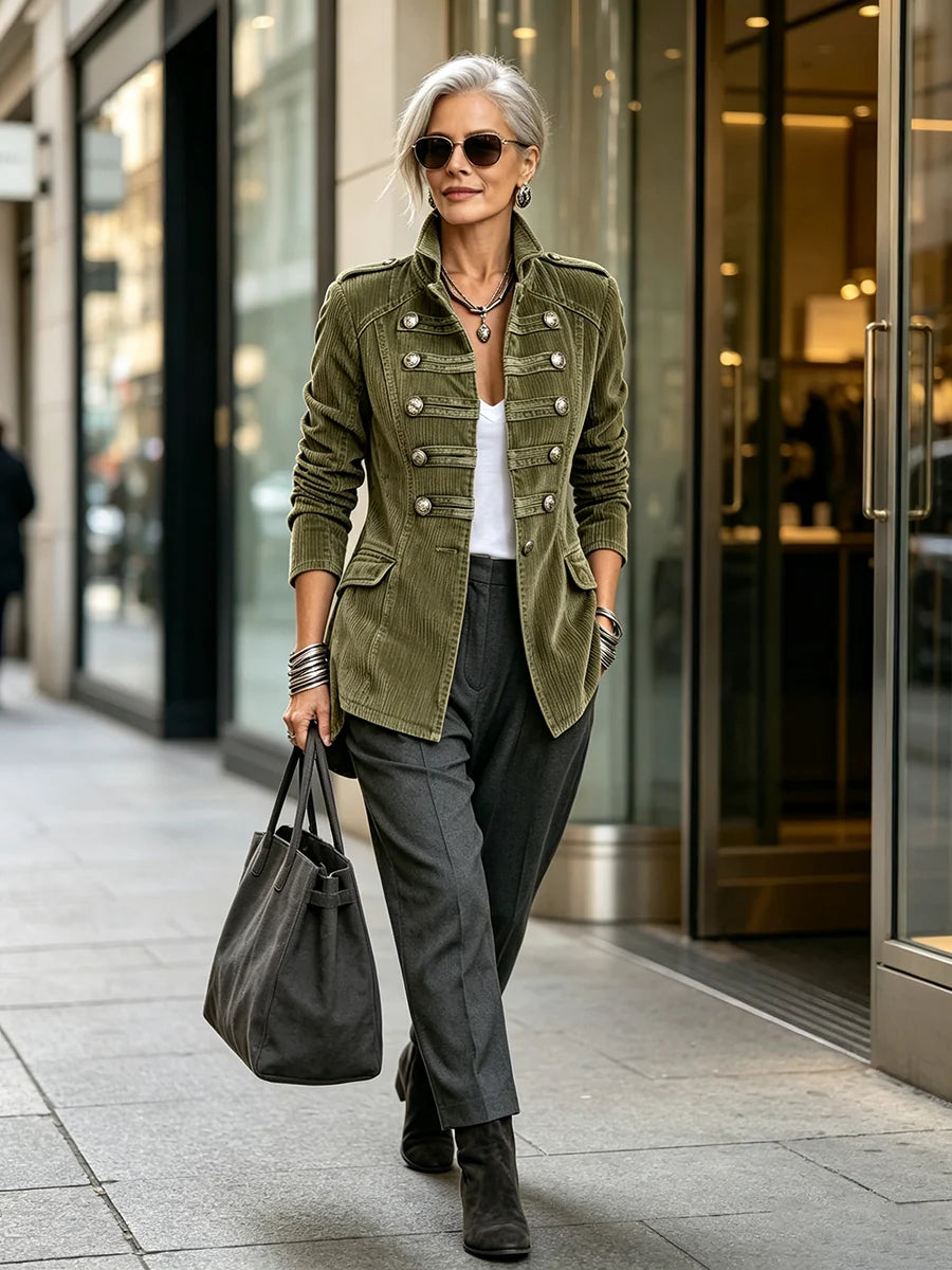 ARIANA | OLIVE MILITARY CORDUROY JACKET