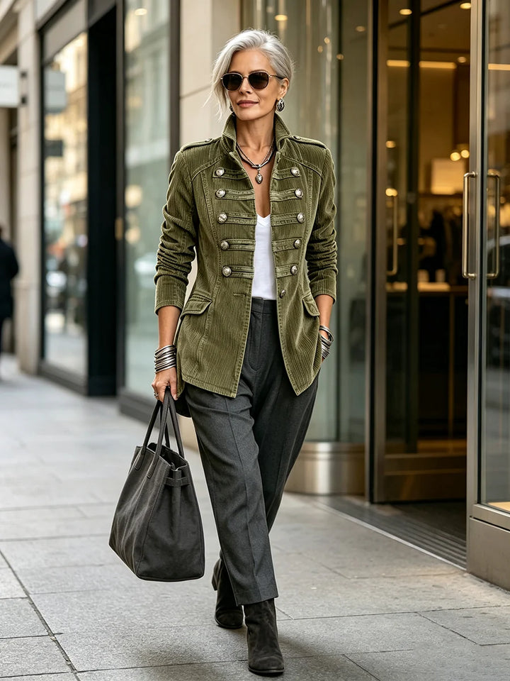 ARIANA | OLIVE MILITARY CORDUROY JACKET