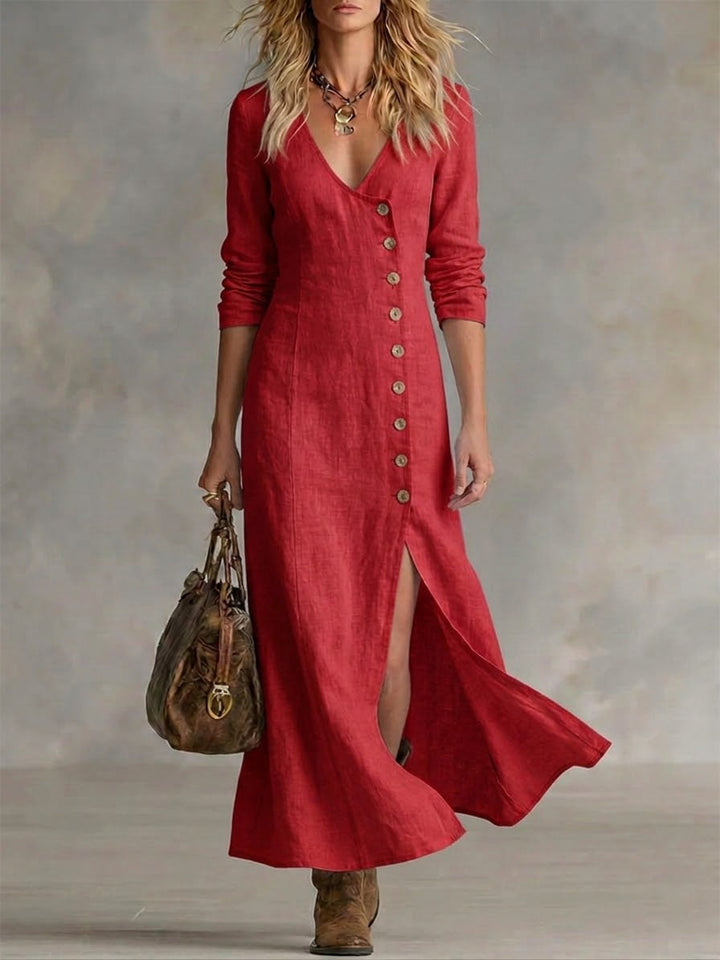 ELARA | BUTTON-FRONT MAXI DRESS