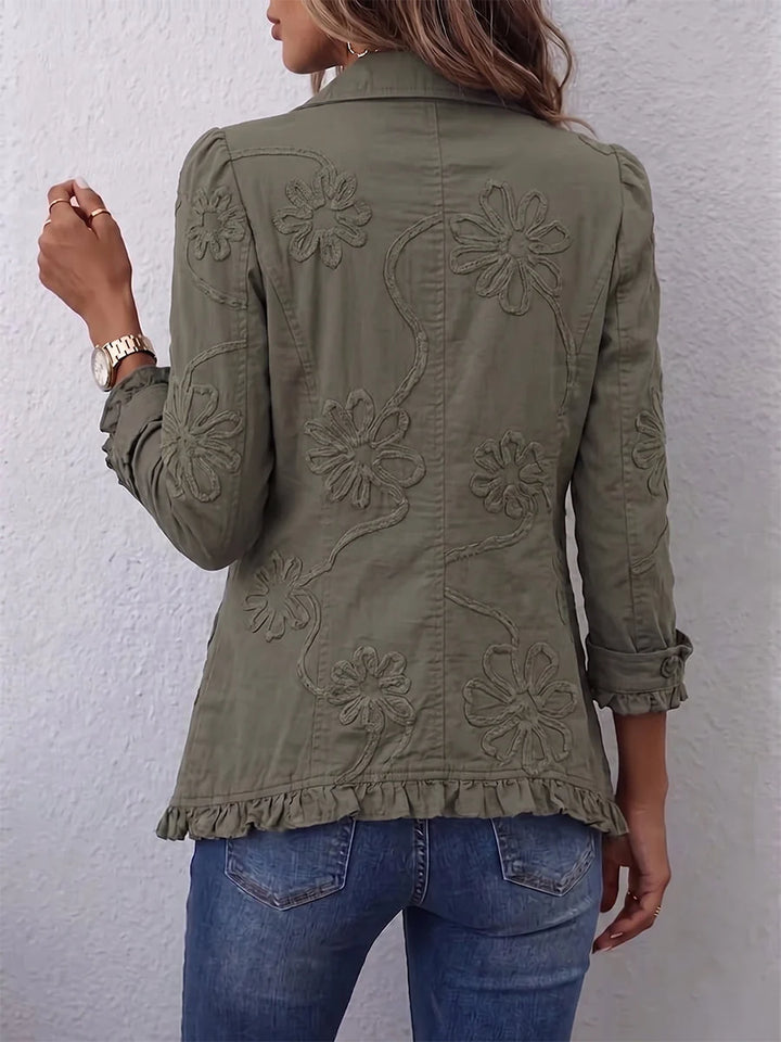 KAMBERLY | BOHO FLORAL RUFFLE-TRIM JACKET