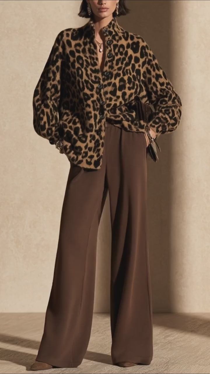 SIENNA | LEOPARD CARDIGAN &amp; WIDE-LEG PANTS SET