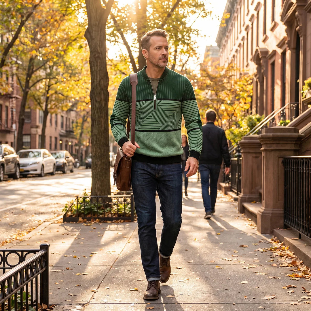 VIKTOR | GEOMETRIC HALF-ZIP MEN&