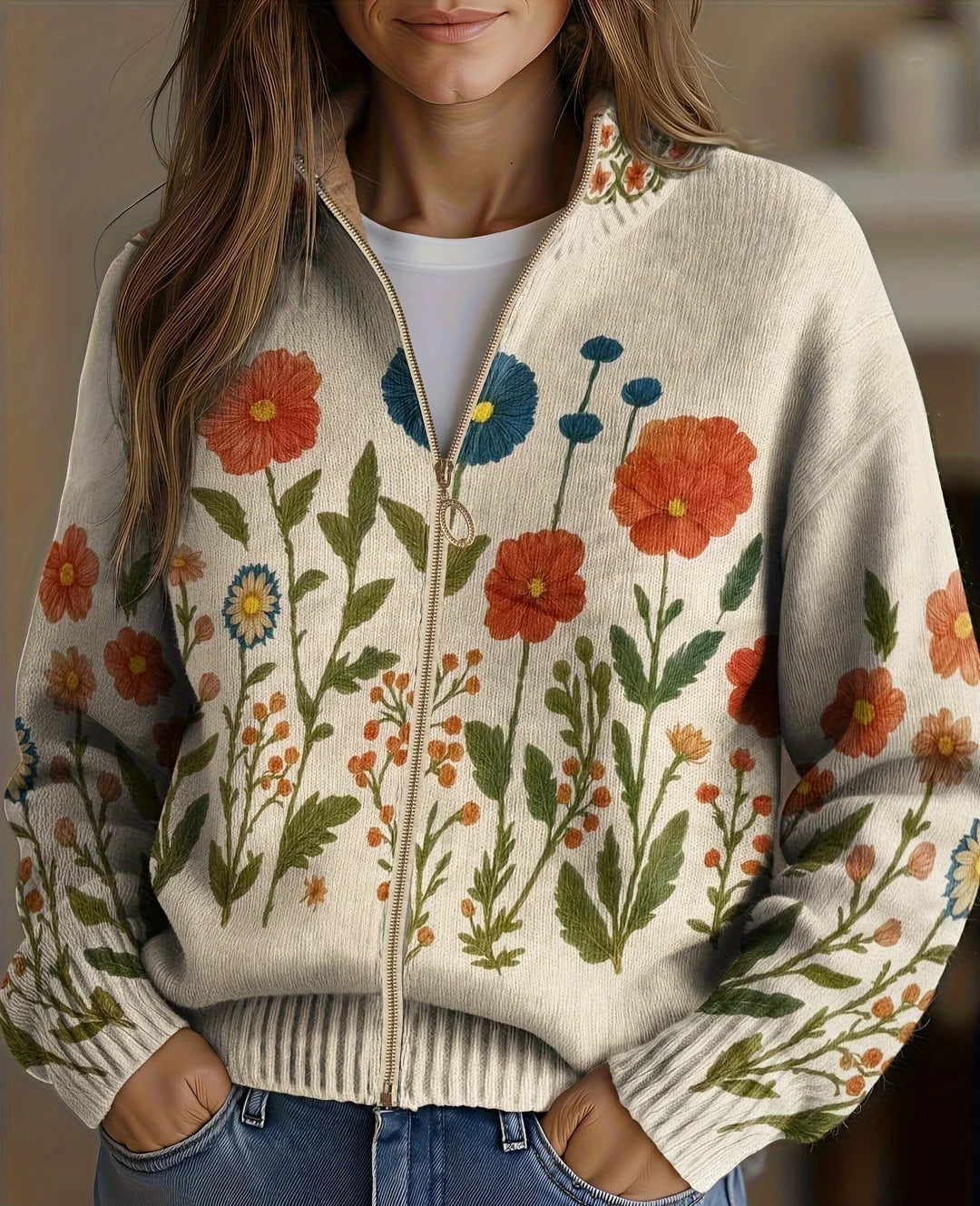 WRENNA | WILDFLOWER ZIP KNIT CARDIGAN
